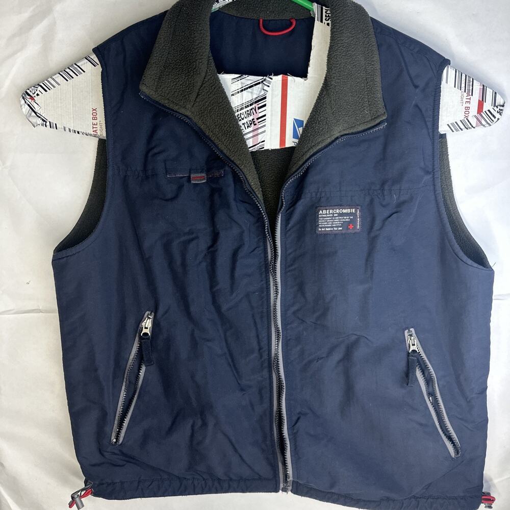 Vintage Abercrombie & Fitch Reversible Spell Out Full Zip Vest -XL No zipper